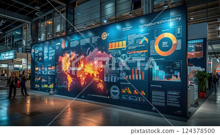 a large wall with a map of the world on it 124378500