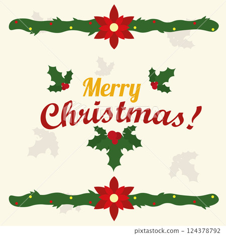 Colored merry christmas poster with holly leaves decoration Vector Colored merry christmas poster with holly leaves decoration Vector 124378792