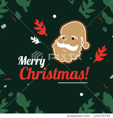 Colored merry christmas poster with santa claus avatar Vector 124378795