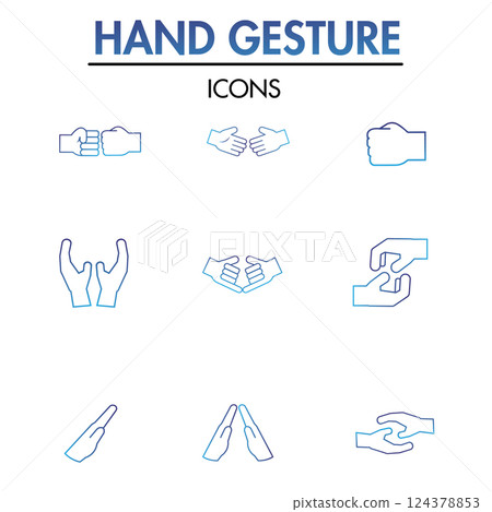 Set of hand gesture icons Flat design Vector 124378853