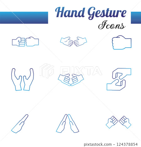 Set of hand gesture icons Flat design Vector Set of hand gesture icons Flat design Vector 124378854