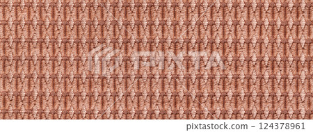 Texture brown fluffy fabric background with rhomboid pattern, macro. Abstract umber backdrop from textile 124378961