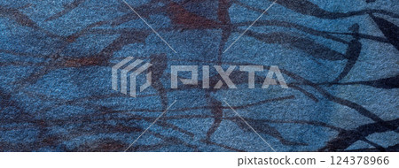 Abstract art background navy blue colors. Watercolor painting on canvas with black stains and gradient 124378966