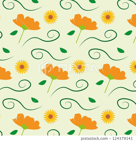 Colored floral seamless pattern background Vector 124379141