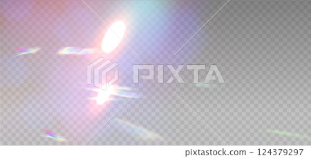 Rainbow reflection highlight layer. Glittering overlay for social media backgrounds, product presentations, photo shots. Glare dispersion from water and glass. Layered Vector Rainbow reflection highlight layer. Glittering overlay for social media backgrounds, product presentations, photo shots. Glare dispersion from water and glass. Layered Vector 124379297