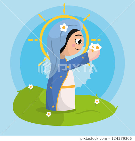 Isolated cute virgin mary character Vector Isolated cute virgin mary character Vector 124379306
