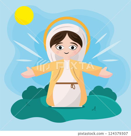 Isolated cute virgin mary character Vector Isolated cute virgin mary character Vector 124379307