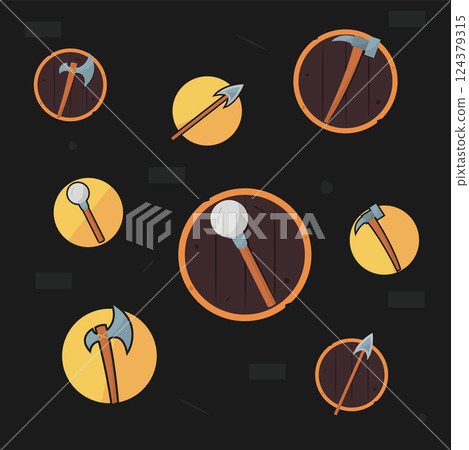 Set of different medieval weapon icons Vector Set of different medieval weapon icons Vector 124379315