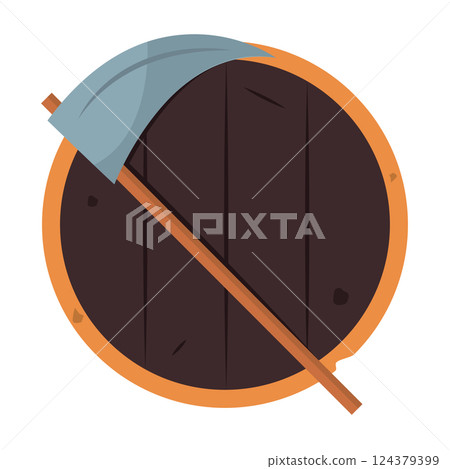 Isolated scythe weapon medieval icon 124379399