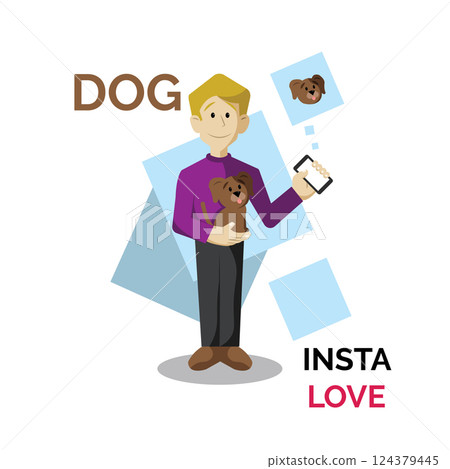 Male character sharing dog post Social media Vector Male character sharing dog post Social media Vector 124379445