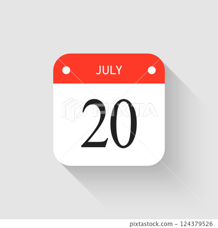 Vector icon page day calendar - 20 July month Vector icon page day calendar - 20 July month 124379526