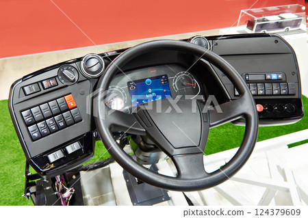 Steering wheel and dashboard of electric bus 124379609