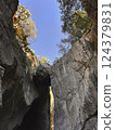 Majestic rock formations under a clear blue sky showcasing nature's beauty and grandeur in a canyon landscape concept 124379831