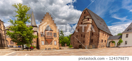 Panoramic view of historical buildings in Marburg Germany Panoramic view of historical buildings in Marburg Germany 124379873