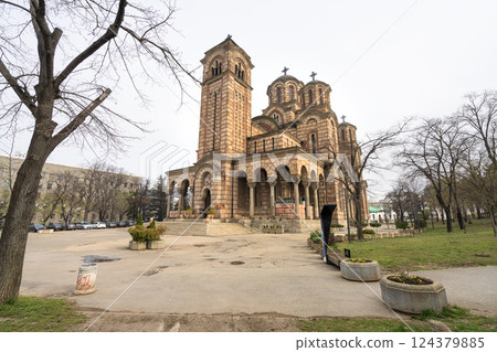 external view of the Orthodox Church of St. Mark in Belgrade, Serbia 124379885