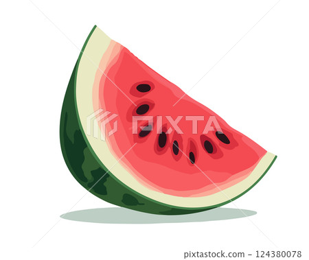 Angled Watermelon Slice with Visible Rind 124380078