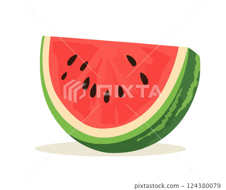 Juicy Watermelon Wedge with Rind and Seeds 124380079