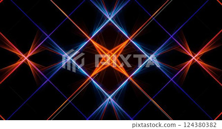 Abstract Geometric Light Show: A stunning digital artwork featuring a mesmerizing display of intersecting lines in vibrant blue and orange hues. Perfect for modern design and creative projects. Abstract Geometric Light Show: A stunning digital artwork featuring a mesmerizing display of intersecting lines in vibrant blue and orange hues. Perfect for modern design and creative projects. 124380382