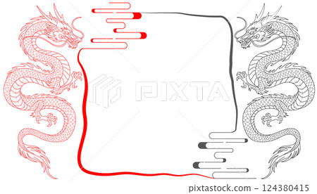 紅黑雙龍亞洲框架 124380415