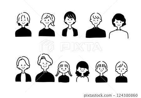 People of various generations Line drawing Illustration People of various generations Line drawing Illustration 124380860