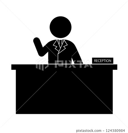 Reception counter person pictogram 124380984