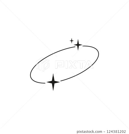 Minimalist Y2K aesthetic line art element, abstract black linear oval frame with sparkle stars, space Boho decoration Minimalist Y2K aesthetic line art element, abstract black linear oval frame with sparkle stars, space Boho decoration 124381202