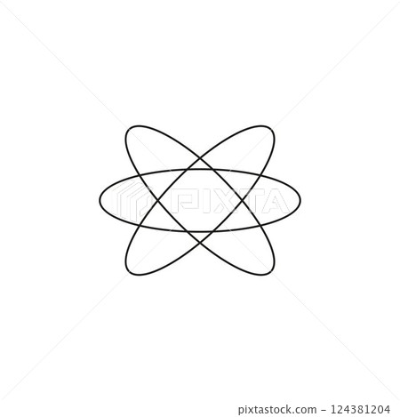 Y2k design with abstract atom shape, vector illustration. Y2k design with abstract atom shape, vector illustration. 124381204