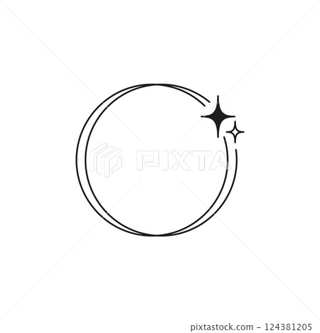 Y2k design. Vector abstract round black frame with glitter, boho style. Y2k design. Vector abstract round black frame with glitter, boho style. 124381205