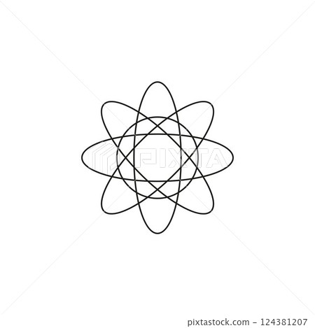 Futuristic black frame molecule icon, Y2k vector illustration. Futuristic black frame molecule icon, Y2k vector illustration. 124381207