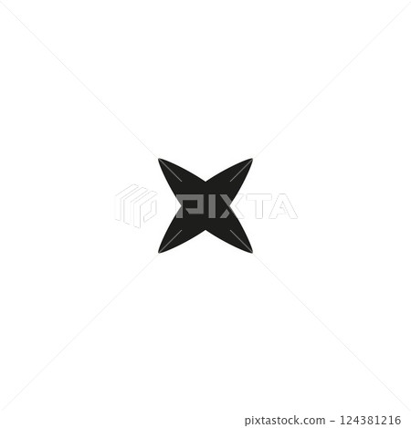 Four pointed star Y2K aesthetic element, abstract black light star flare or cross shape, sparkle vector Boho symbol Four pointed star Y2K aesthetic element, abstract black light star flare or cross shape, sparkle vector Boho symbol 124381216