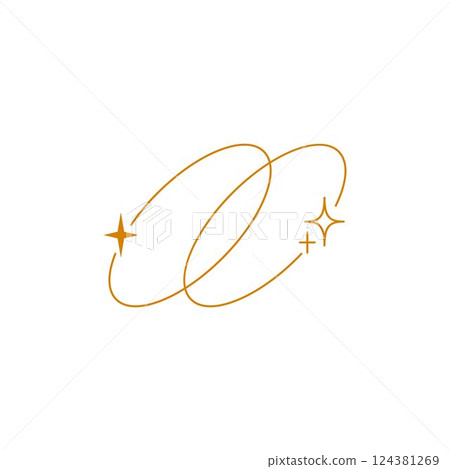 Minimalist Y2K aesthetic orange line art, abstract overlapping linear frames with sparkle stars, Boho outline model Minimalist Y2K aesthetic orange line art, abstract overlapping linear frames with sparkle stars, Boho outline model 124381269