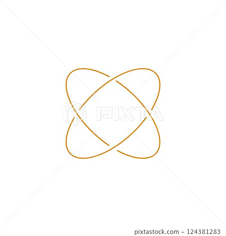 Abstract linear shape of atom icon, boho style. Y2k. 124381283