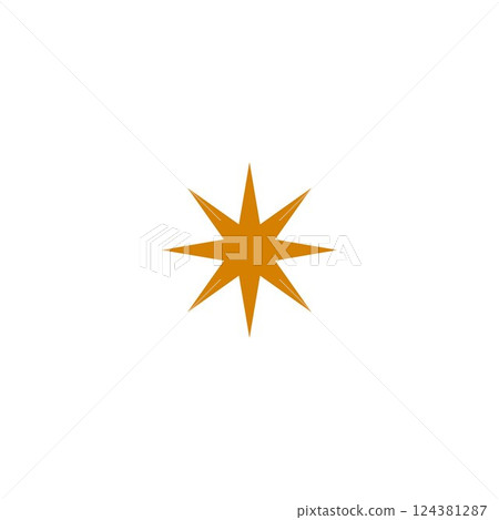 Y2k design. Brown eight-pointed star vector. Boho geometric shape. Y2k design. Brown eight-pointed star vector. Boho geometric shape. 124381287