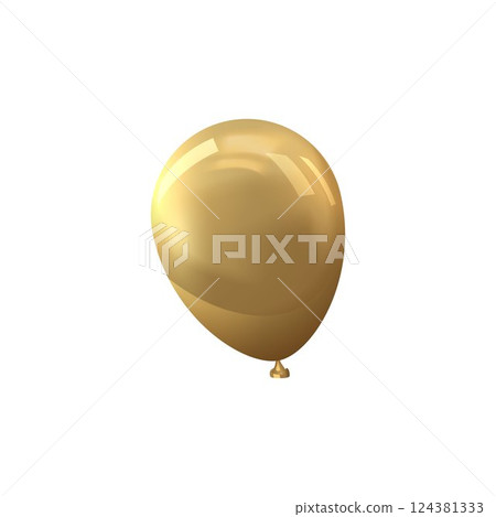 Golden inflated balloon, vector holiday party, birthday air realistic decoration, glossy festive 3d foil helium balloon 124381333