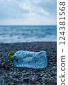 Plastic Bottle and Waste Polluting a Beach  124381568
