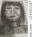 Pencil drawing girl  124381587