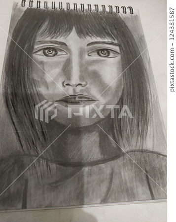 Pencil drawing girl Pencil drawing girl 124381587