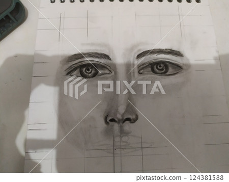 eye with a drawing of a human skull eye with a drawing of a human skull 124381588