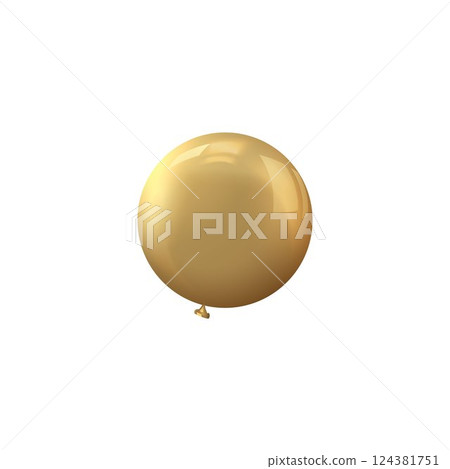 Realistic golden round inflated balloon, vector holiday party, birthday air decoration, festive 3d foil helium balloon Realistic golden round inflated balloon, vector holiday party, birthday air decoration, festive 3d foil helium balloon 124381751