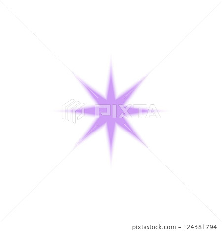 Lilac sparkle star shape Y2K gradient blurred vector element, soft snowflake with aura, aesthetic shiny flash effect 124381794