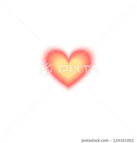 Y2K gradient heart. Vector illustration of red and yellow colors with blurred shapes. 124381802