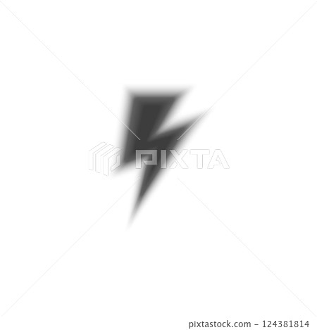 Flash lightning gradient blurred element, thunderbolt or high voltage sign with aura, vector electricity soft Y2K symbol 124381814