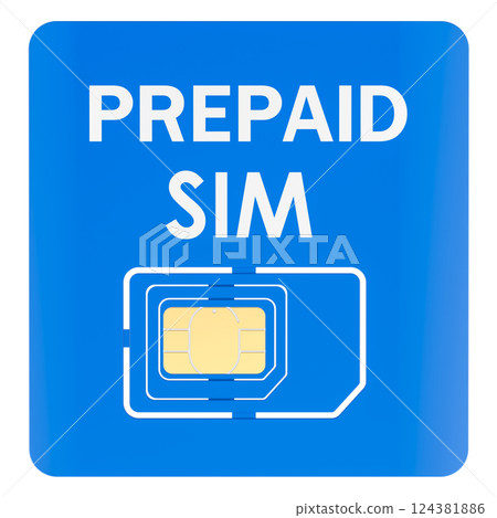 Prepaid SIM Card, 3D rendering Prepaid SIM Card, 3D rendering 124381886