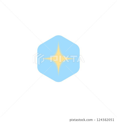 Y2k gradient design with blurred yellow four-pointed star on blue rhombus background. 124382051