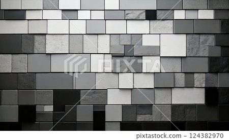 AI Image: Black and white brick wall AI Image: Black and white brick wall 124382970