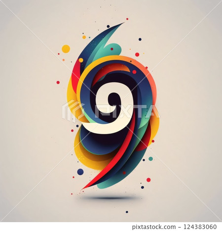 Abstract colorful design with letter 9. Vector design template elements for your application or corporate identity. 124383060