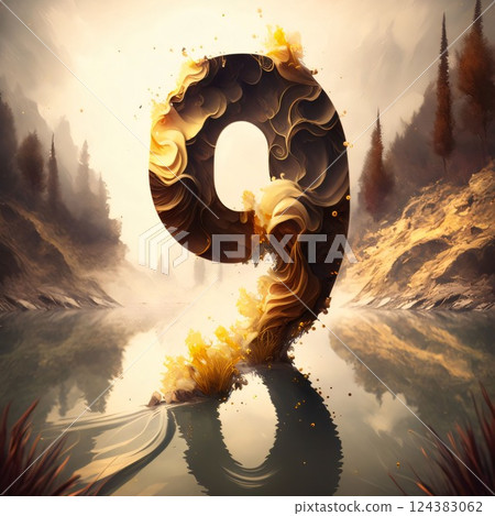 Fantasy font with fire and smoke in the form of letter 9 Fantasy font with fire and smoke in the form of letter 9 124383062