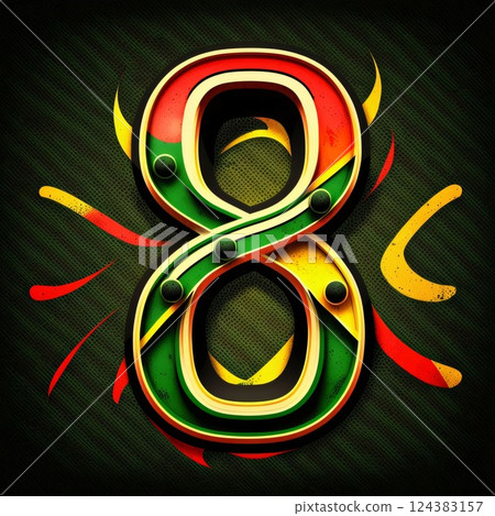 Number 8, Grunge Background. 3D Vector Illustration. 124383157