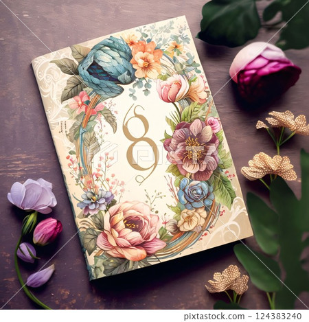 8 March. International Women's Day. Greeting card with flowers. 8 March. International Women's Day. Greeting card with flowers. 124383240