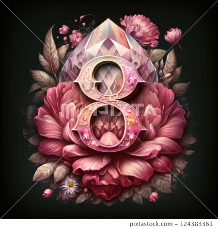 Vector illustration. Number 8 rose Vector illustration. Number 8 rose 124383361